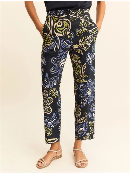 Chino in popeline stretch - BLU